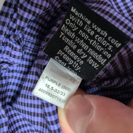 Chemise Apt. 9 L Slim Fit Stretch Violet Noir Carreaux Manches Longues