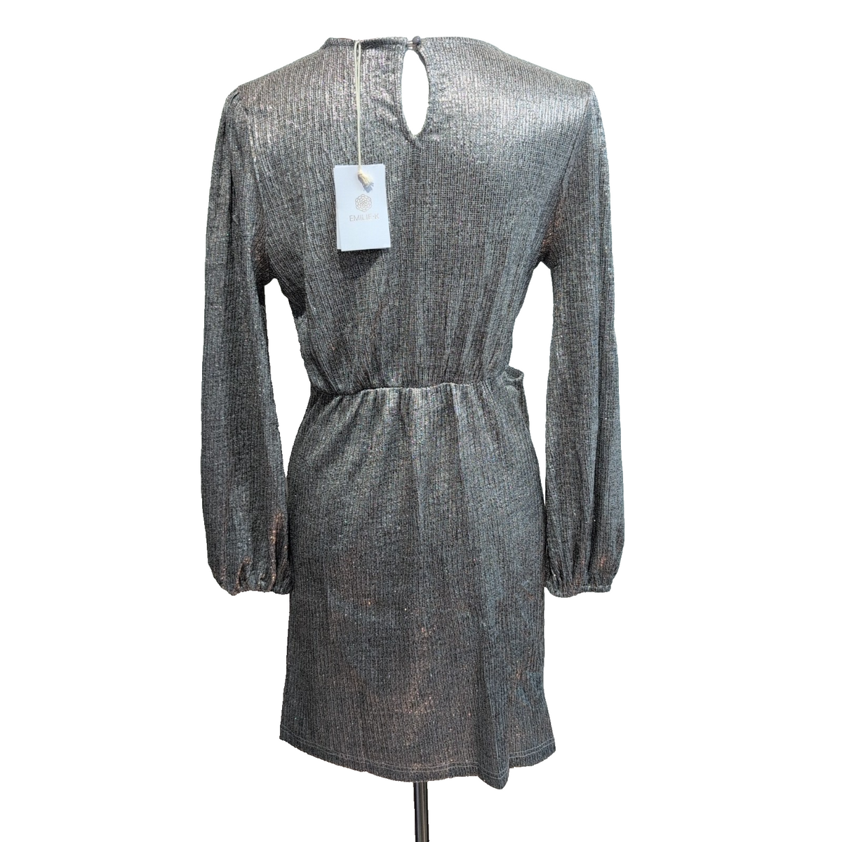 Robe Emilie.K Diane M Champagne Brillante Manches Longues Soirée NEA
