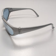 KAKIKO Lunettes de Soleil Ovales Gris Brillant Y2K Verres Légèrement Teintés