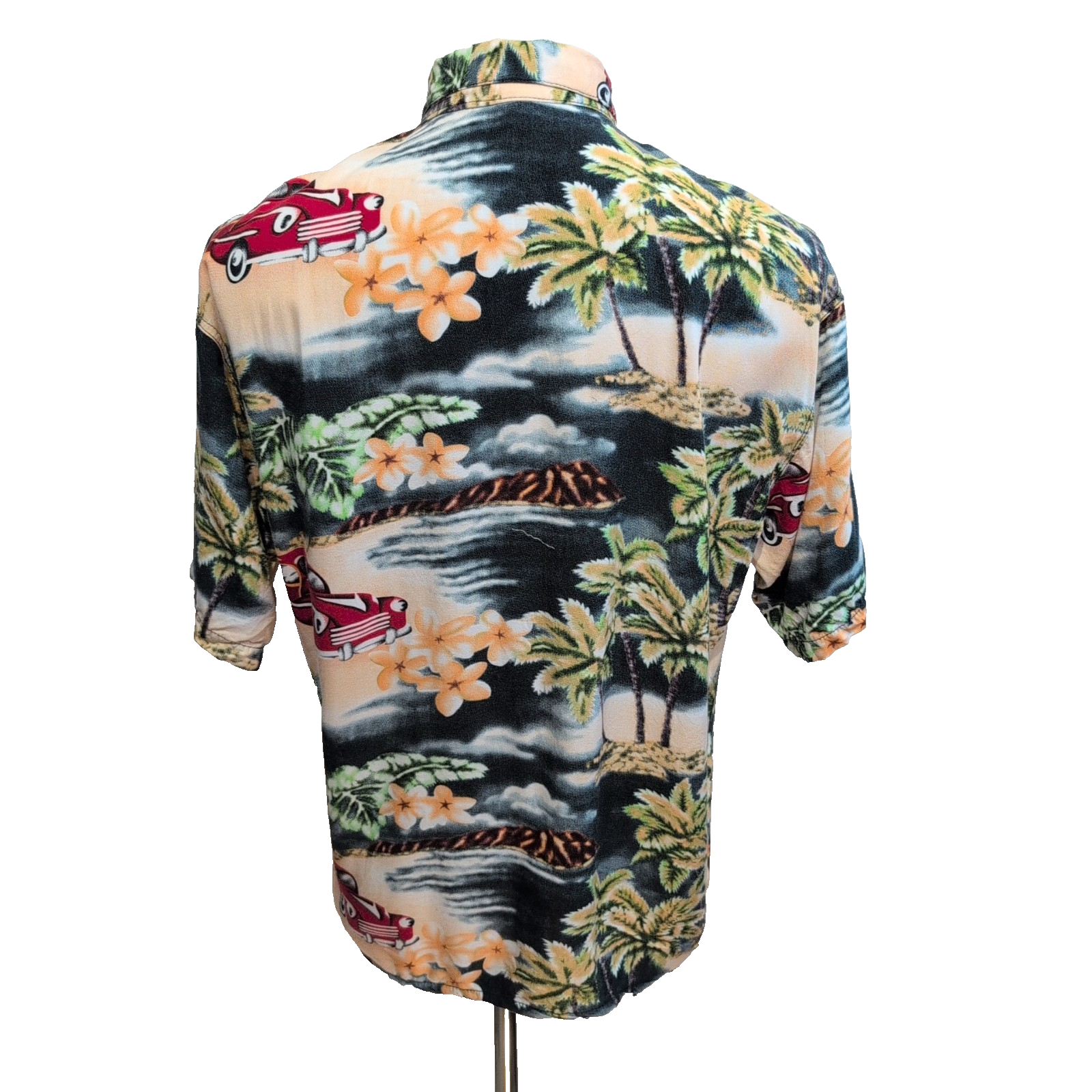 Chemise Hawaïenne XL 100% Rayonne Palmiers Voitures Multicolore
