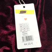 Robe Naf Naf T40 Velours Bordeaux Satiné Manches Courtes Neuve Étiquette