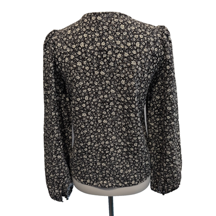 Haut Femme Vero Moda Taille XS Noir Fleuri Blanc Manches Bouffantes Neuf