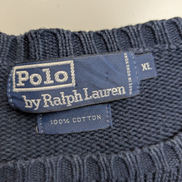 Pull Polo Ralph Lauren XL bleu marine col rond coton logo rouge brodé