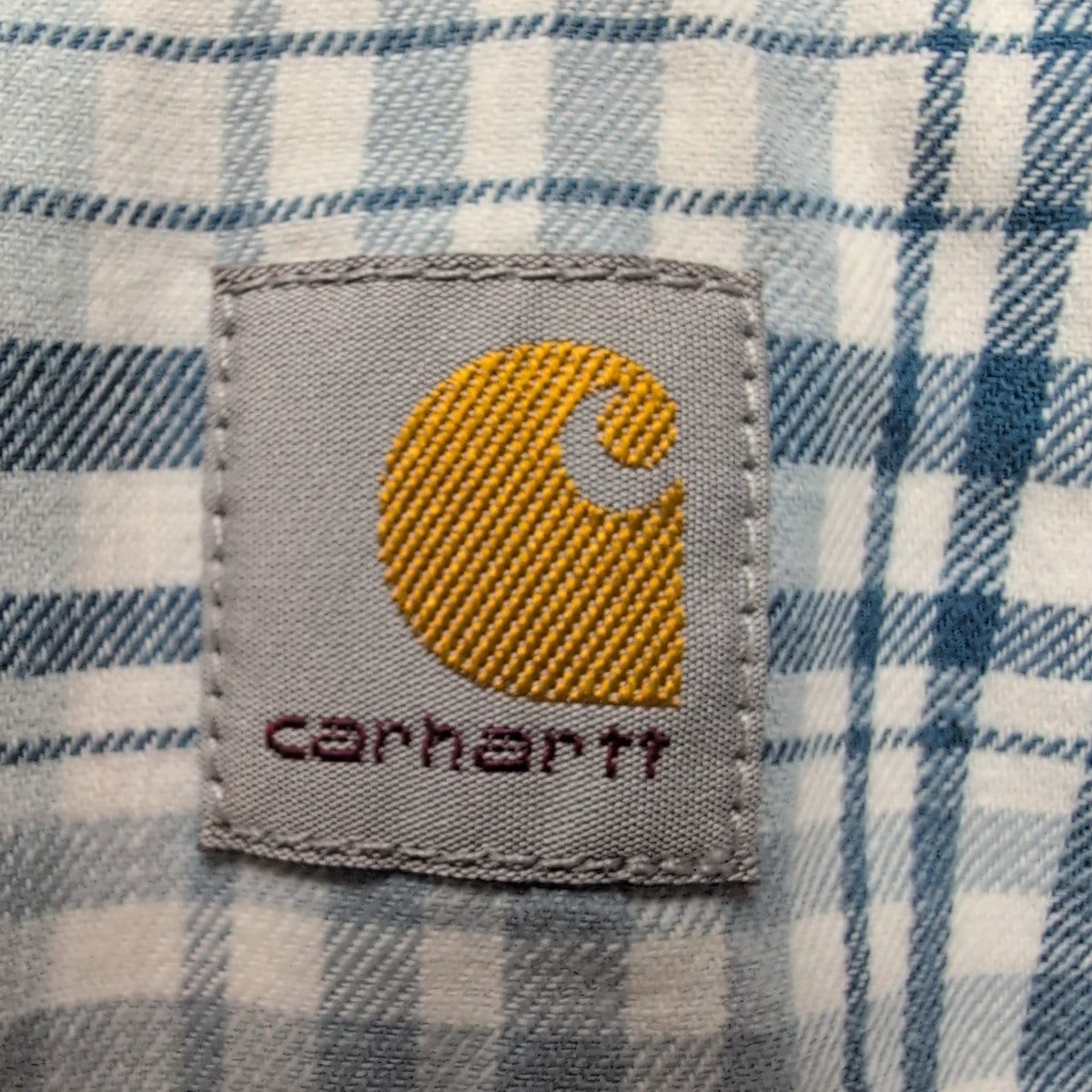 Chemise Carhartt L Relaxed Fit Carreaux Bleu Manches courtes 2 Poches Coton
