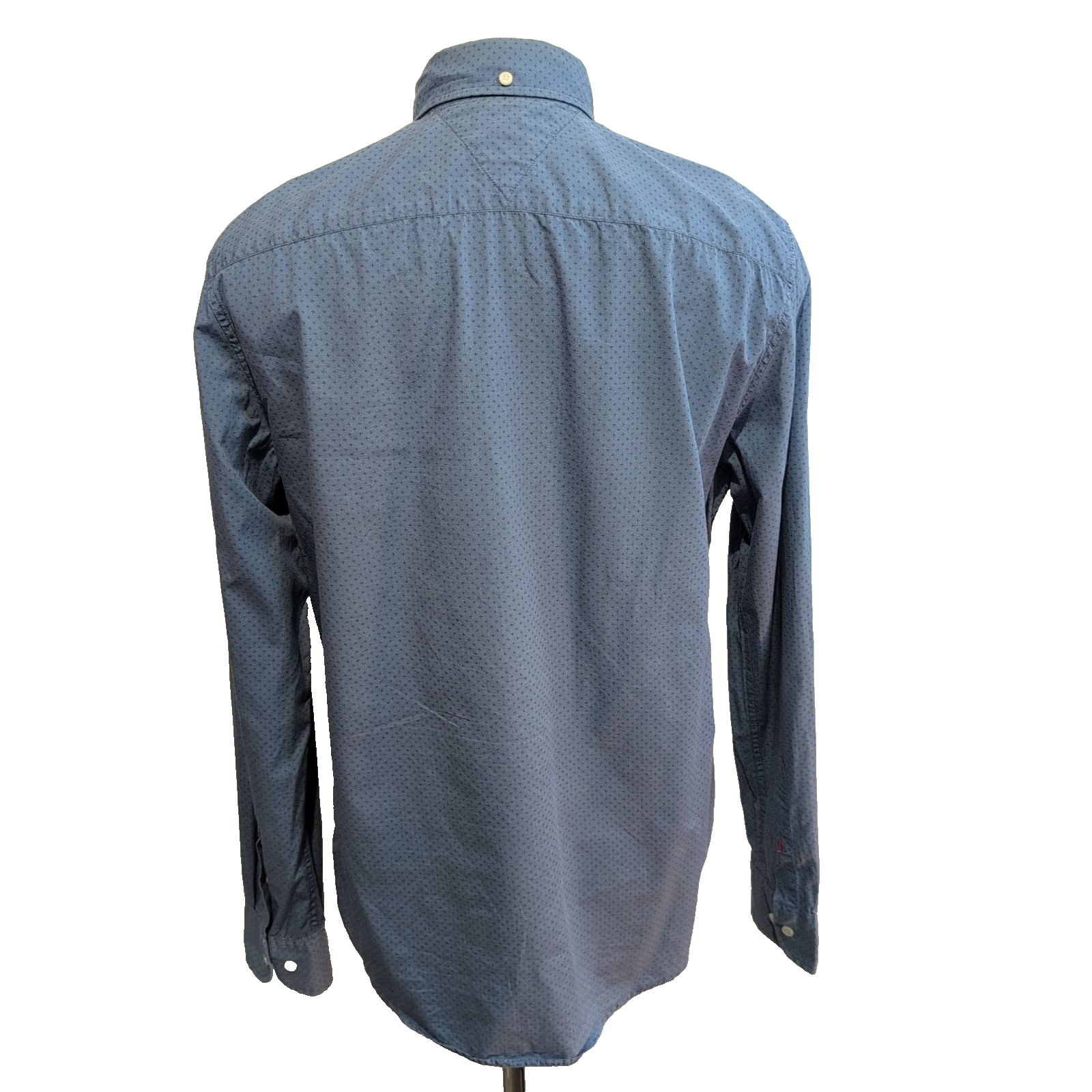 Chemise Tommy Hilfiger Homme Taille M New York Fit Bleue Micro Motif Coton