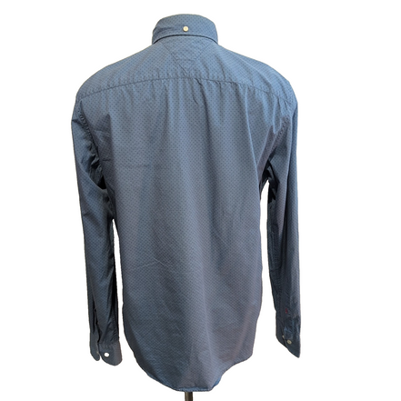 Chemise Tommy Hilfiger Homme Taille M New York Fit Bleue Micro Motif Coton