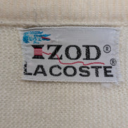 Pull Vintage IZOD Lacoste L crème col V crocodile brodé style preppy Made in USA