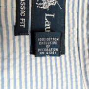 Chemise Ralph Lauren XXL Bleu Rayures Gaufrées Logo Rose Manches Courtes