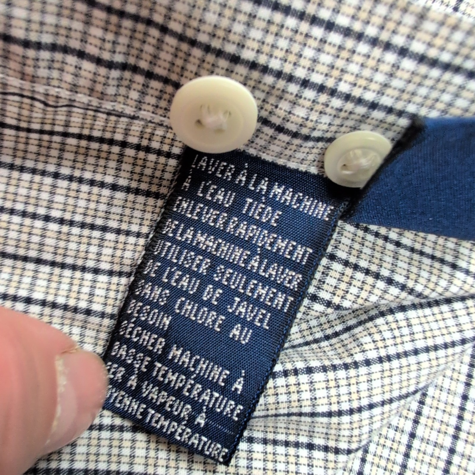 Chemise Nautica XLT Bleu Marine Gris Carreaux 100% Coton XXL manches longues