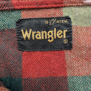 Chemise Wrangler Flanelle Style Western Rouge et Vert à Carreaux Vintage