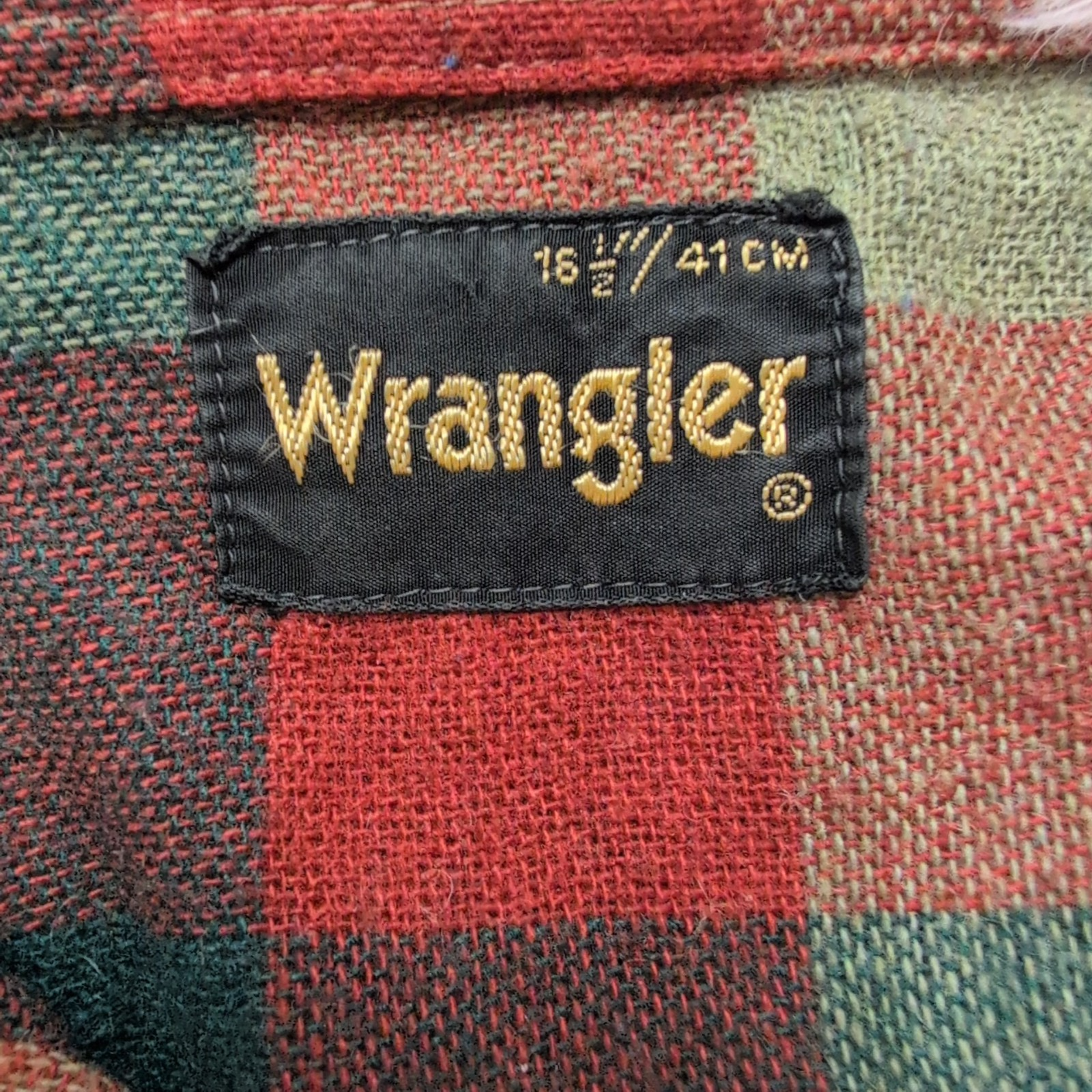 Chemise Wrangler Flanelle Style Western Rouge et Vert à Carreaux Vintage