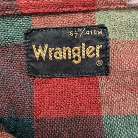 Chemise Wrangler Flanelle Style Western Rouge et Vert à Carreaux Vintage