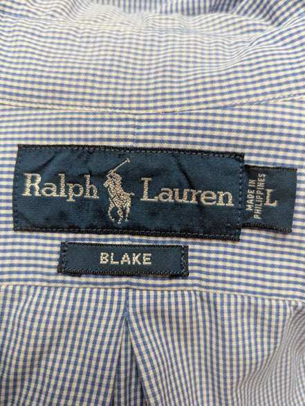 Chemise Polo Ralph Lauren Shirt Blake XL Vichy Bleu Blanc Logo Marine Button Dow
