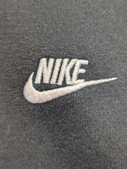 Sweat à Capuche Nike Noir - Logo Brodé Blanc - Coton Épais Premium - Taille L