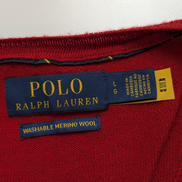 Pull POLO RALPH LAUREN Rouge Col V 100% Laine MERINOS Doux Taille L Homme Luxe