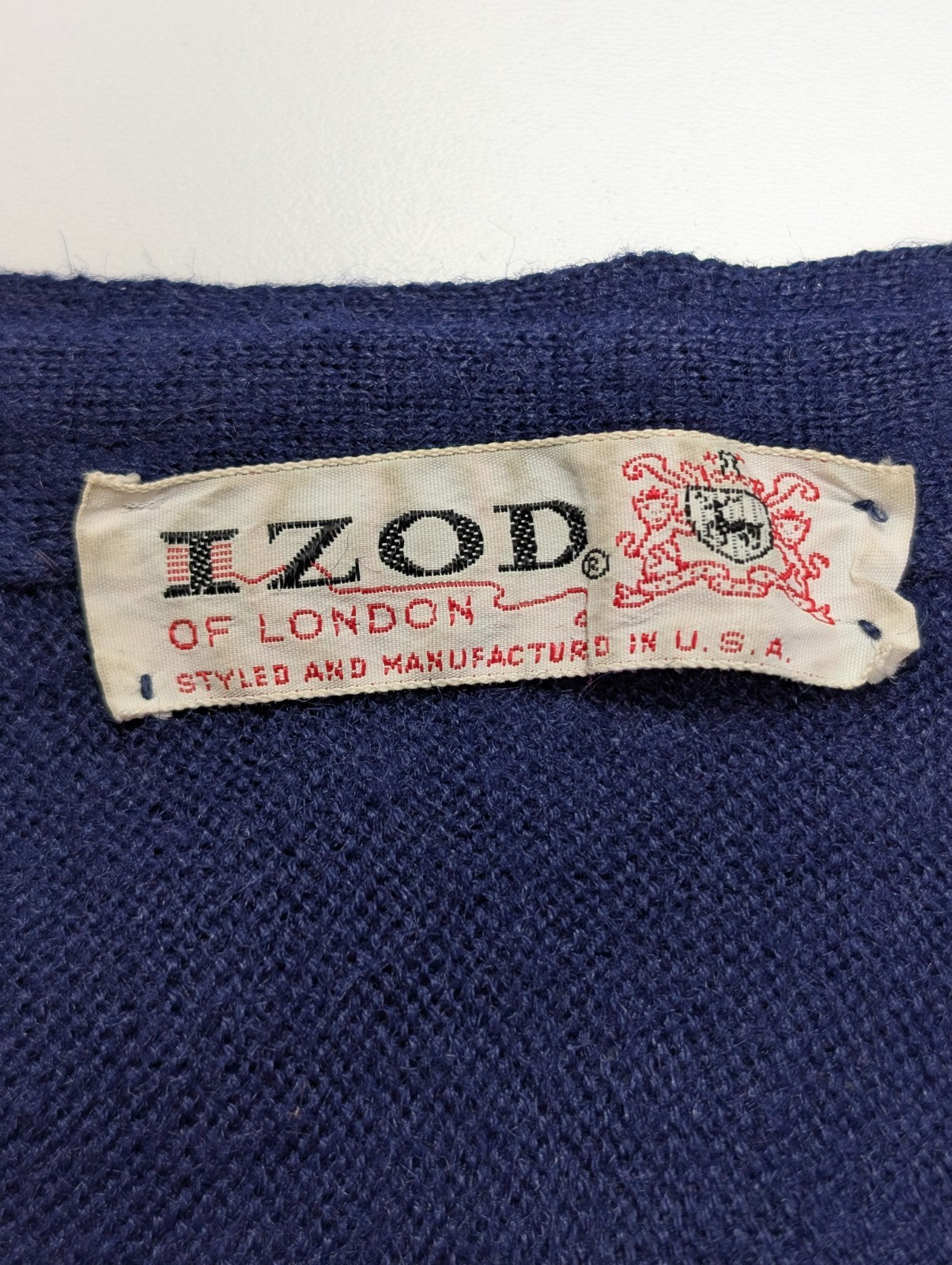 Gilet acrylique Izod Lacoste USA Bleu Vintage M Manches Retroussables | 536WSR