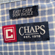 Chemise Chaps bleu à petits carreaux manches courtes à poche taille M