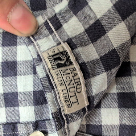 Chemise Brooks Brothers Milano Fit M Bleu Marine Carreaux 100% Lin