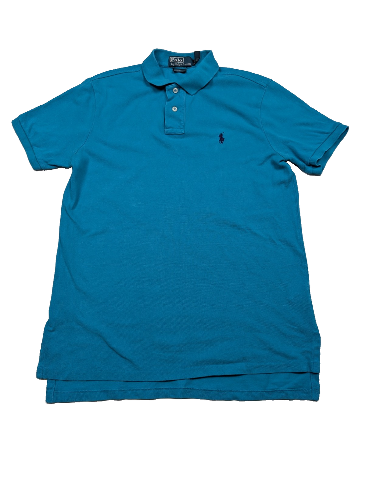 Polo manches courtes Polo Ralph Lauren M bleu turquoise logo marine Custom Fit
