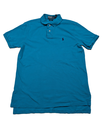 Polo manches courtes Polo Ralph Lauren M bleu turquoise logo marine Custom Fit