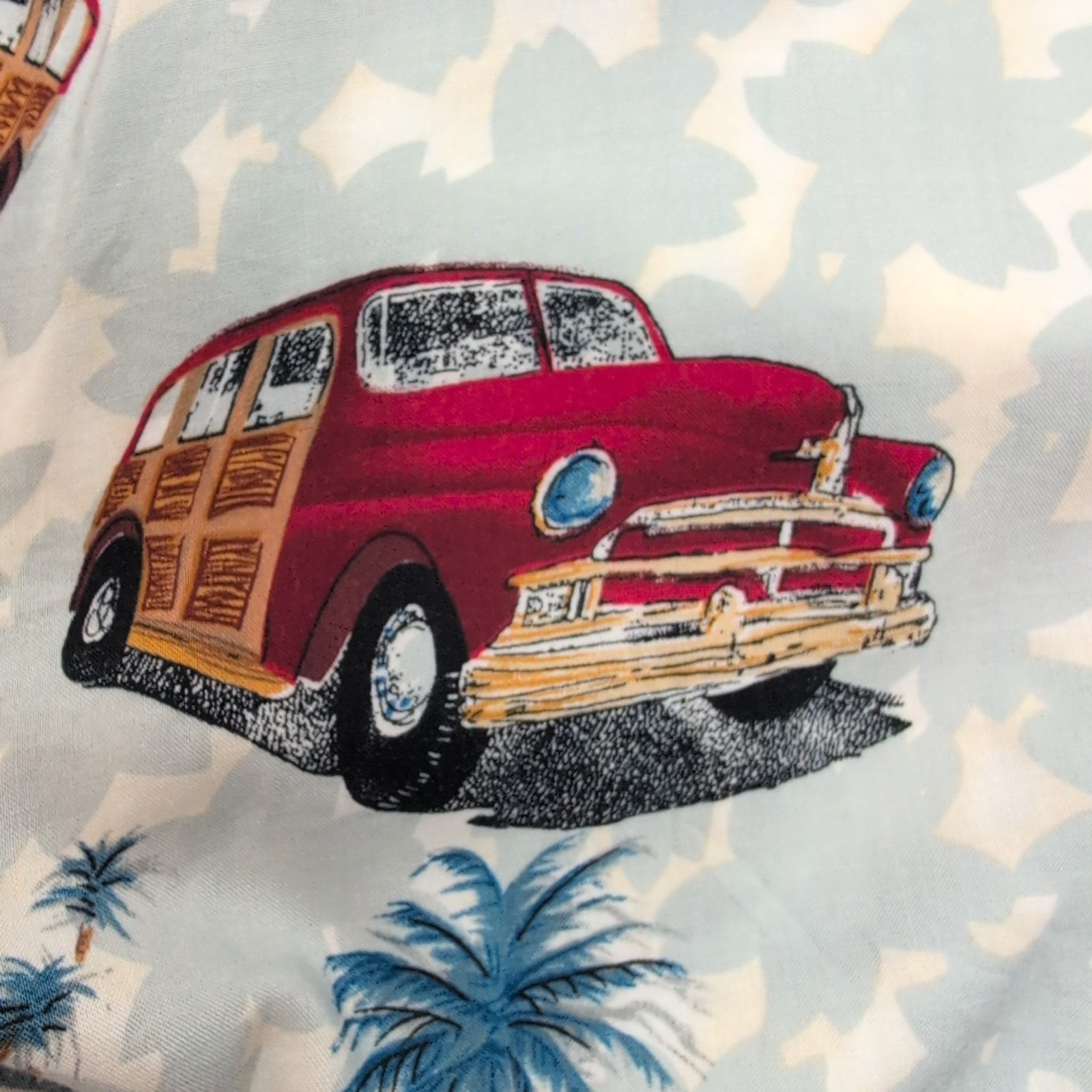 Chemise hawaïenne Pineapple Connection L bleue palmiers 100% rayonne