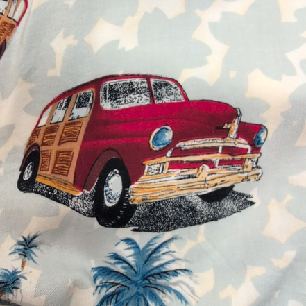 Chemise hawaïenne Pineapple Connection L bleue palmiers 100% rayonne