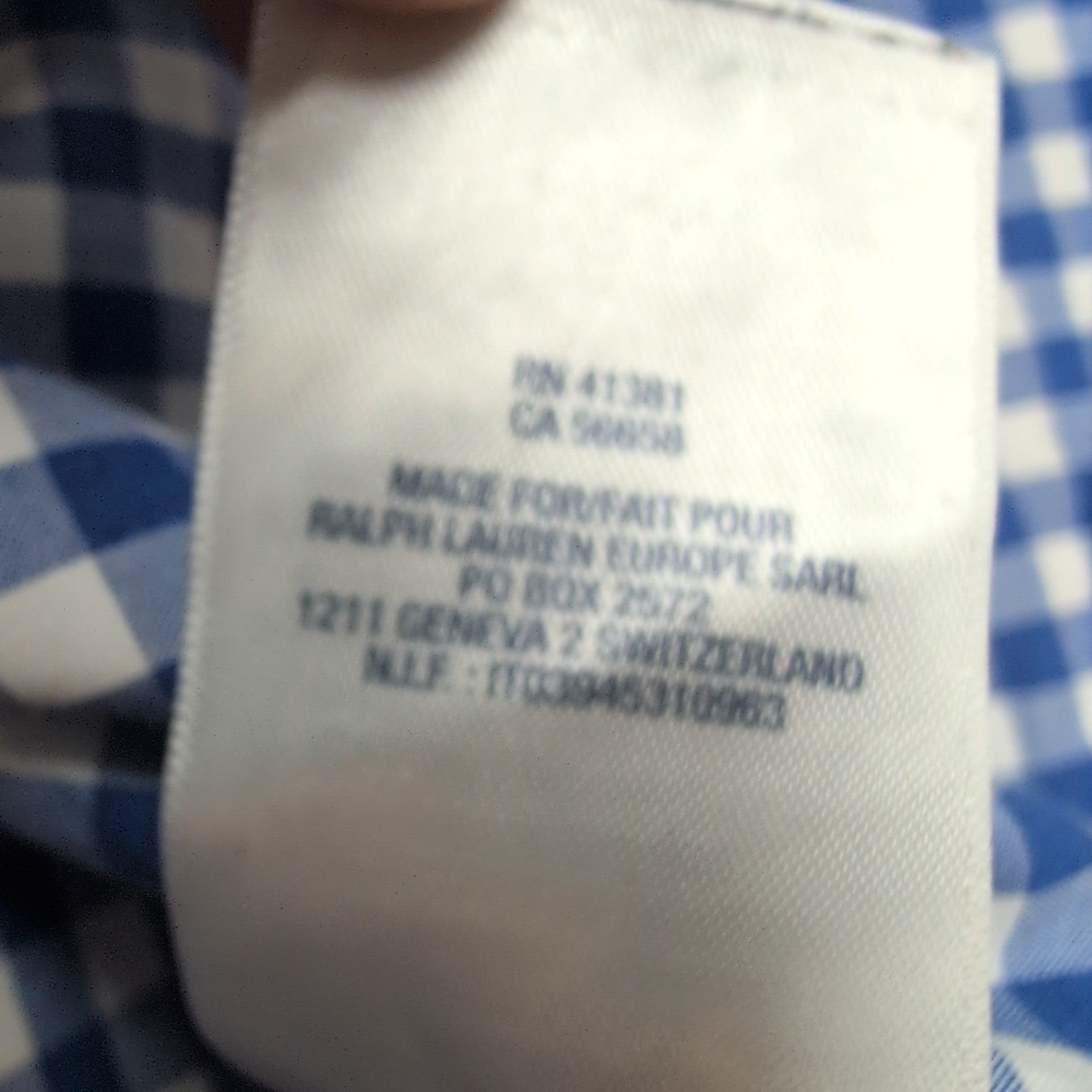 Chemise Ralph Lauren Garçon Junior XL 18/20 Carreaux Bleu Logo Rose