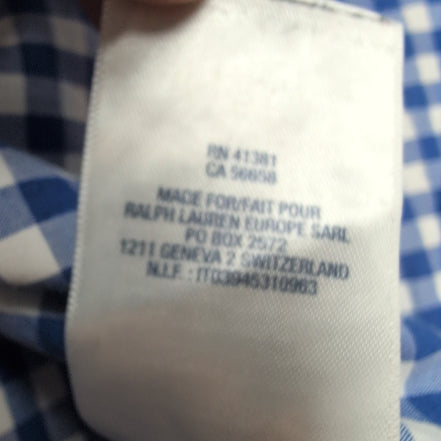 Chemise Ralph Lauren Garçon Junior XL 18/20 Carreaux Bleu Logo Rose