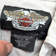 Chemise Harley Davidson L Sans Manches Crème Coton Logo Dos Poche