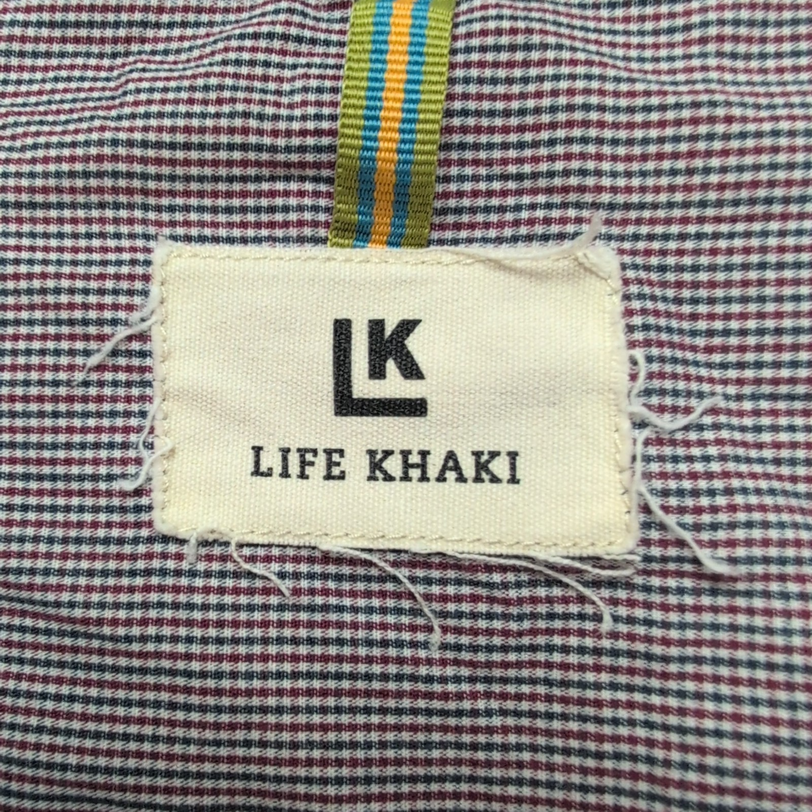 Chemise Life Khaki M Rouge Bleu Micro Carreaux Slim Fit 2 Poches longues manches