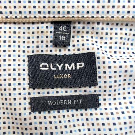 Olymp Luxor Chemise Blanche Motifs Carrés 100% Coton Homme Taille 2XL