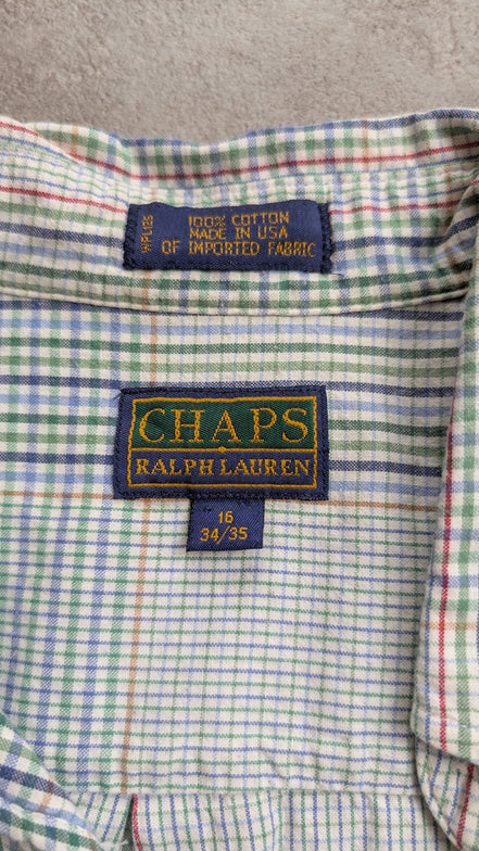 Chemise Chaps Ralph Lauren L carreaux Made in USA shirt button down écusson