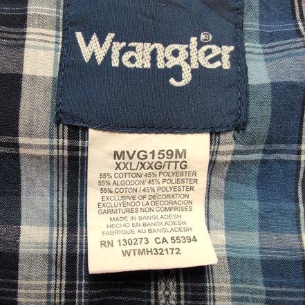 Chemise Wrangler Western Manches Longues Bleue et Rouge Taille XXL