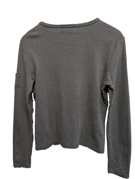 Pull LAUREN Ralph Lauren M gris coton Made in USA logo RL manches longues 