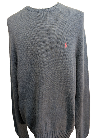 Pull Polo Ralph Lauren Bleu Clair Logo Rose Fluo - 100% Coton Pima - Taille XL