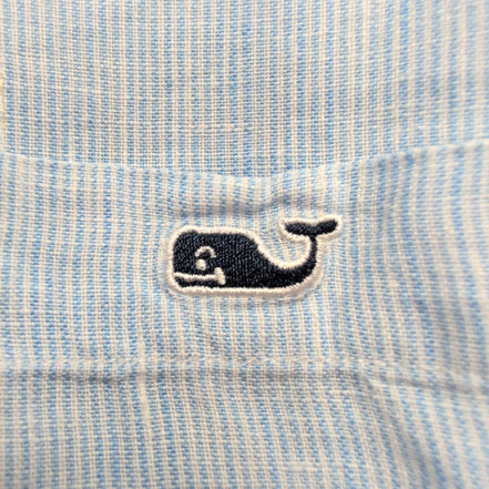 Chemise Vineyard Vines Tucker L 100% lin bleu rayures Classic Fit