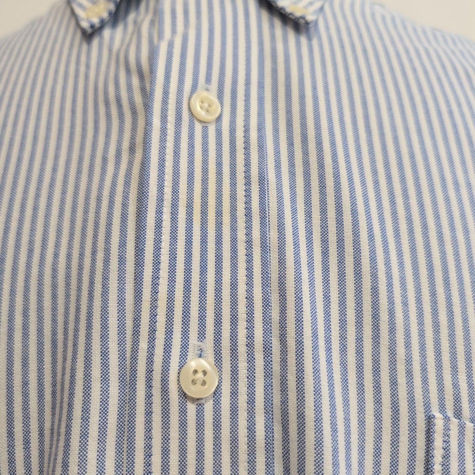 Chemise Chaps bleu à rayures coton Oxford manches longues 1 poche L XL