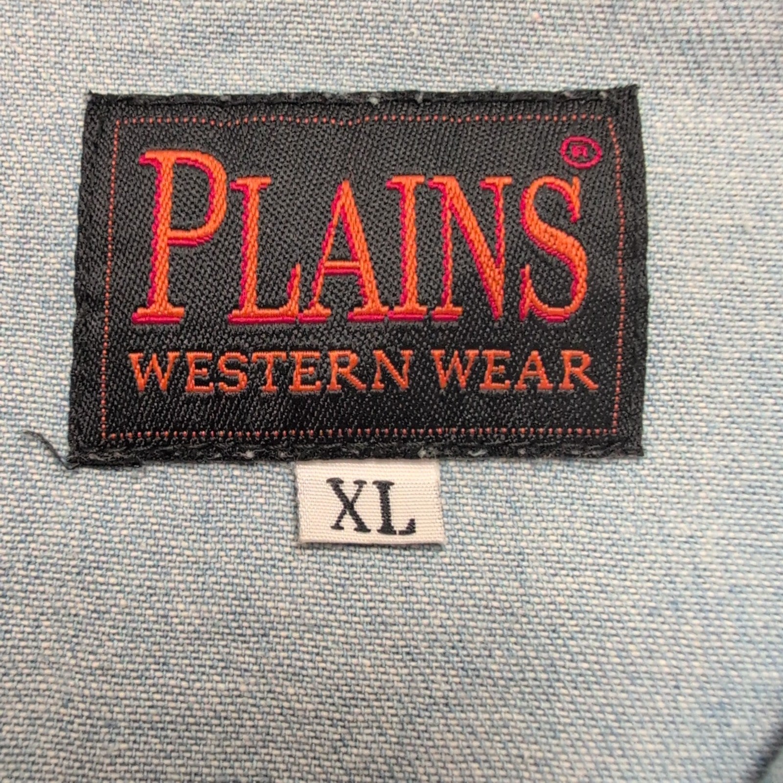 Chemise Western Plains XL jean bleu clair boutons pression manches courtes