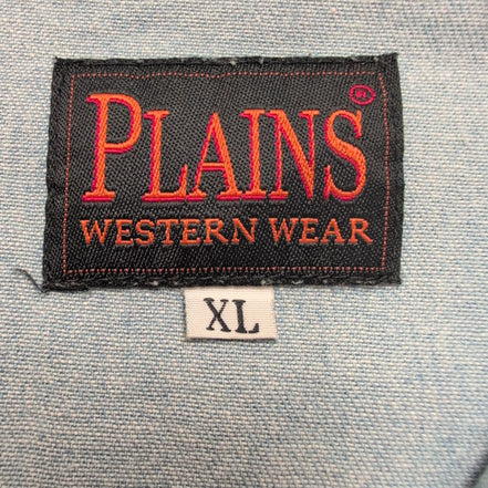 Chemise Western Plains XL jean bleu clair boutons pression manches courtes