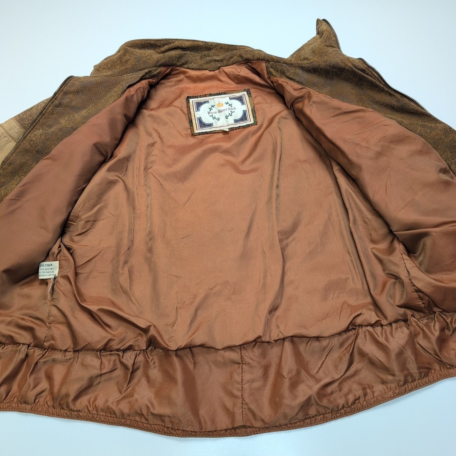 Blouson cuir et daim Paris Sport Club marron clair pour femme taille M #35c