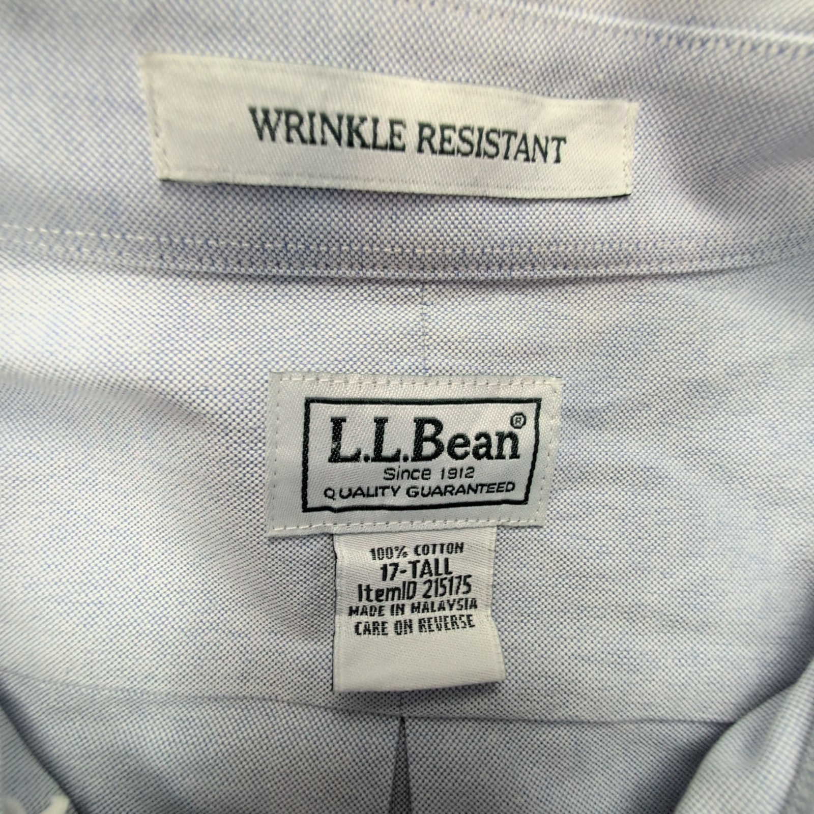 Chemise L.L. Bean bleu clair uni 1 poche manches courtes taille XL brodée homme
