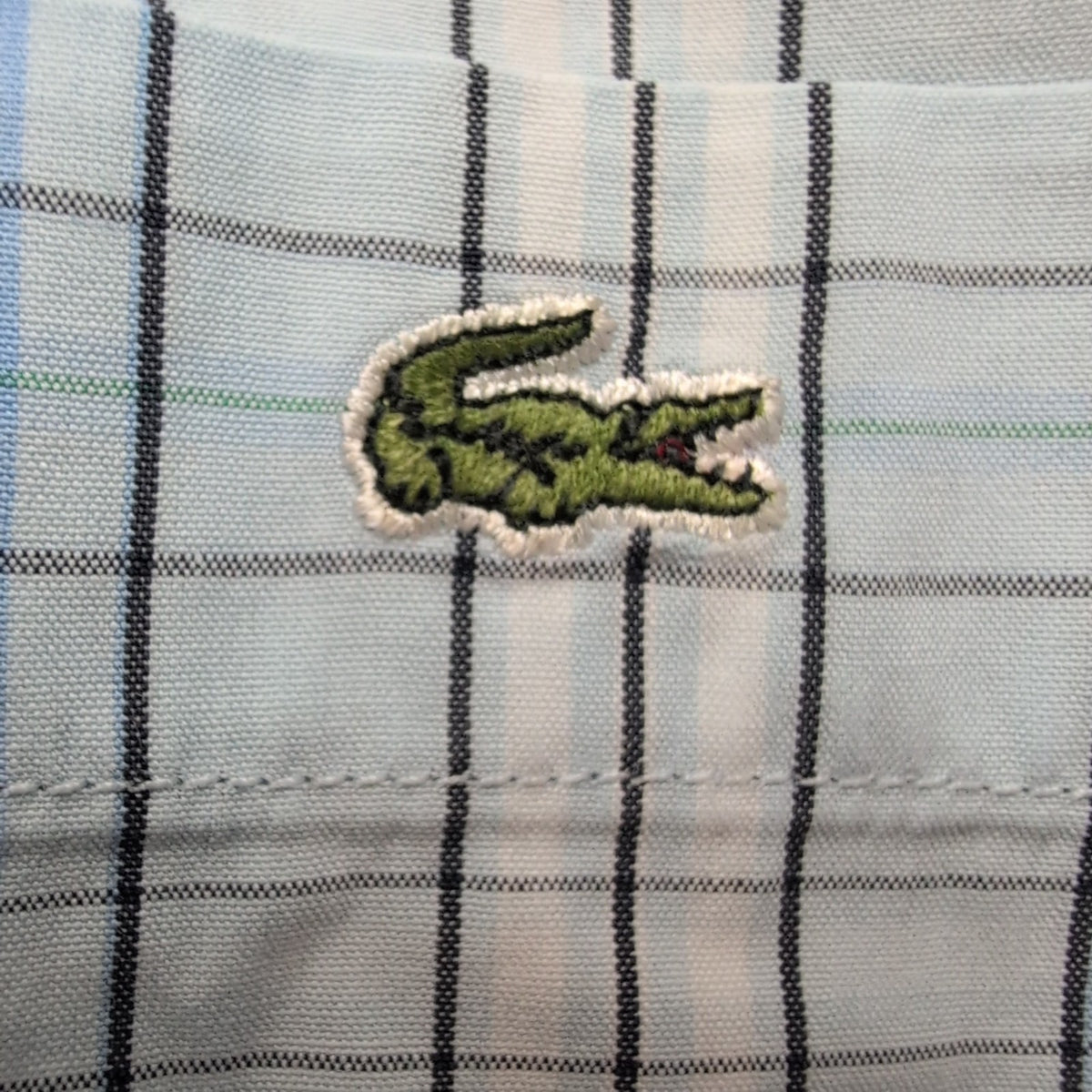 Chemise Lacoste M 40 Made in Hong Kong Bleu Carreaux Logo Crocodile Poche