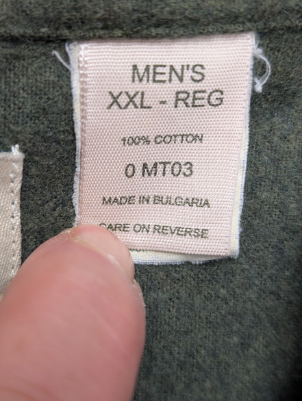 L.L. Bean XXL Chemise Chamoisette Flanelle Épaisse Vert Kaki Workwear