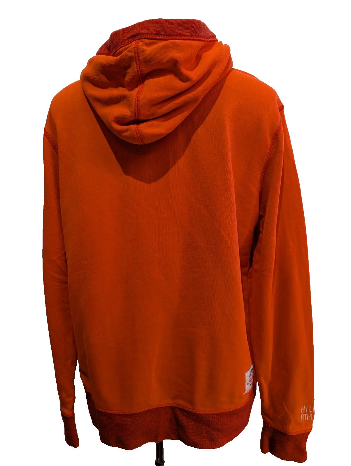 Sweat à Capuche TOMMY HILFIGER Homme XL Orange Vintage Fit Logo Brodé Rare