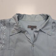 Chemise Ligers Guayabera Taille S Bleu Satiné Brodée Made in Israel
