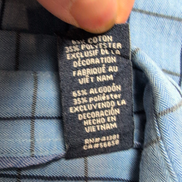 Chemise Chaps Easy Care Twill bleu ciel carreaux manches longues 1 poche L