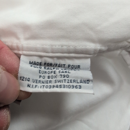Chemise Polo Ralph Lauren Taille M Custom Fit Blanche Coton Logo Bleu Marine