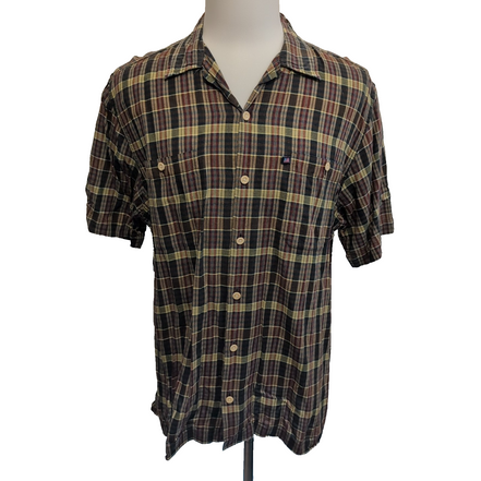 Chemise Polo Ralph Lauren Vintage L Marron Kaki Logo Drapeau USA Manches Courtes