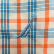 Chemise Nautica L Carreaux Bleu Orange 100% Coton Logo Brodé manches longues