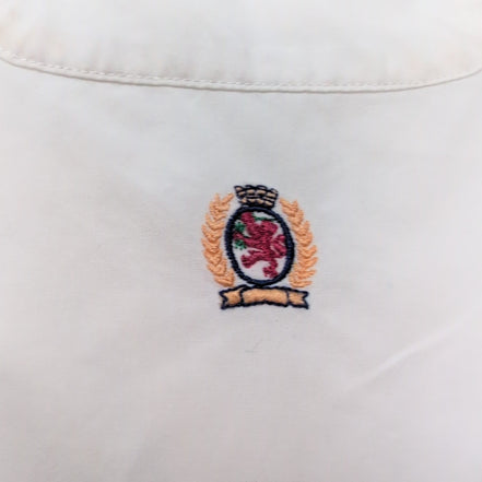Chemise Tommy Hilfiger Manches Courtes Blanche 100% Coton Logo Doré Taille XL